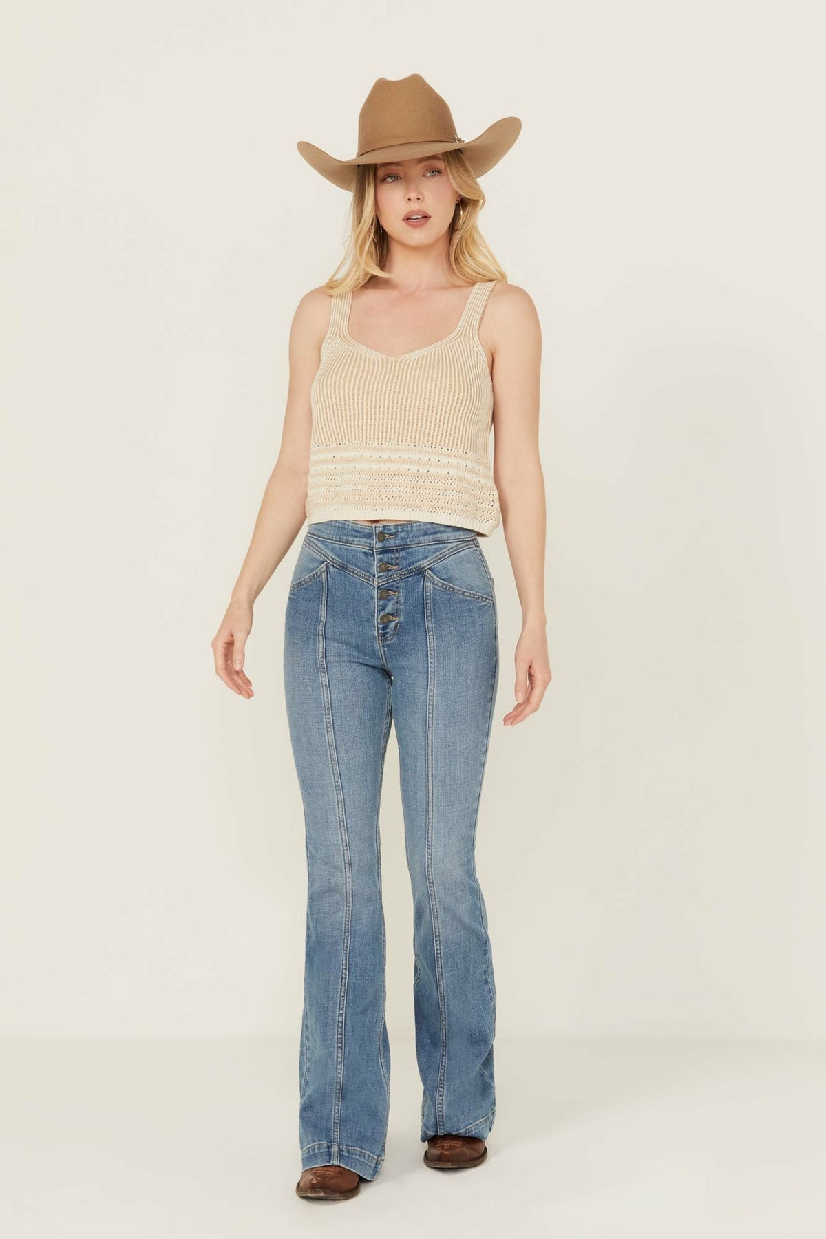 Idyllwind Medium Wash Outlaw High Rise Super Flare Stretch Denim Jeans