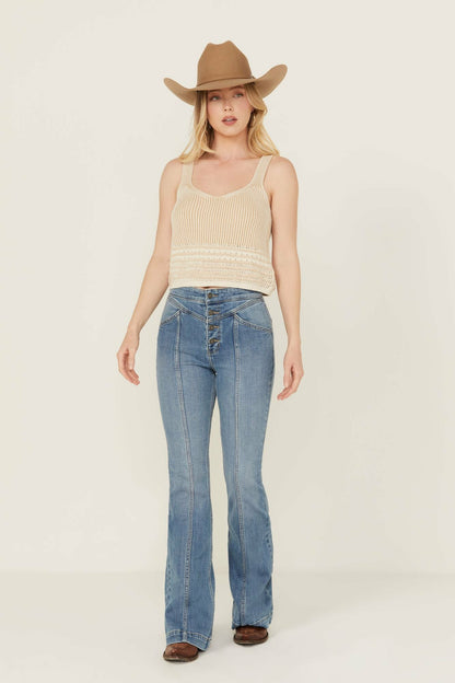 Idyllwind Medium Wash Outlaw High Rise Super Flare Stretch Denim Jeans