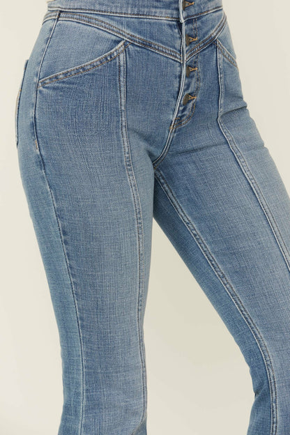Idyllwind Medium Wash Outlaw High Rise Super Flare Stretch Denim Jeans