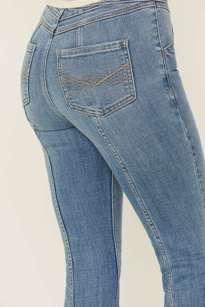 Idyllwind Medium Wash Outlaw High Rise Super Flare Stretch Denim Jeans