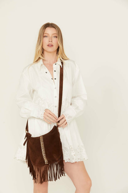 Idyllwind Perlita Suede Fringe Crossbody Bag