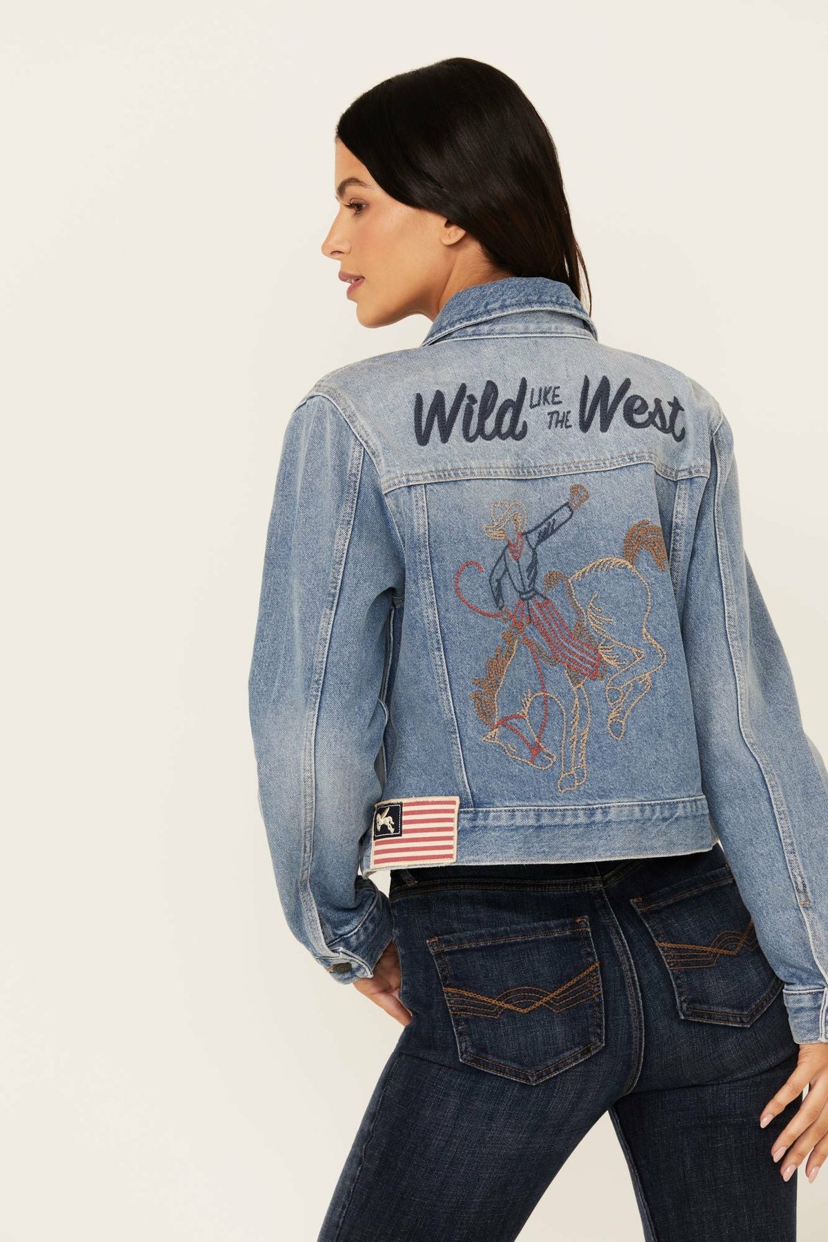 Idyllwind Western Cowboy Embroidered Rigid Medium Wash Trucker Jacket