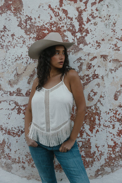 Idyllwind Briarwick Jacquard Print Fringe And Lace Tank Top