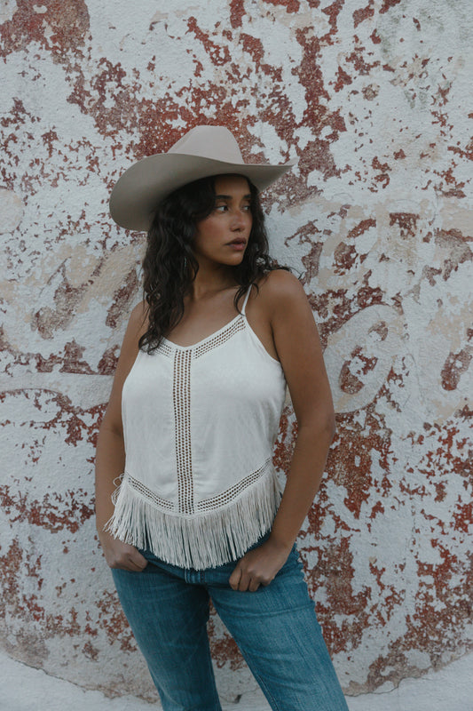 Idyllwind Briarwick Jacquard Print Fringe And Lace Tank Top