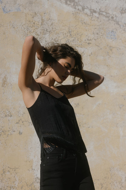 Idyllwind Briarwick Jacquard Print Fringe And Lace Tank Top