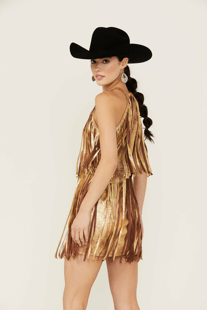 Idyllwind Tucker Faux Suede Fringe Mini Dress