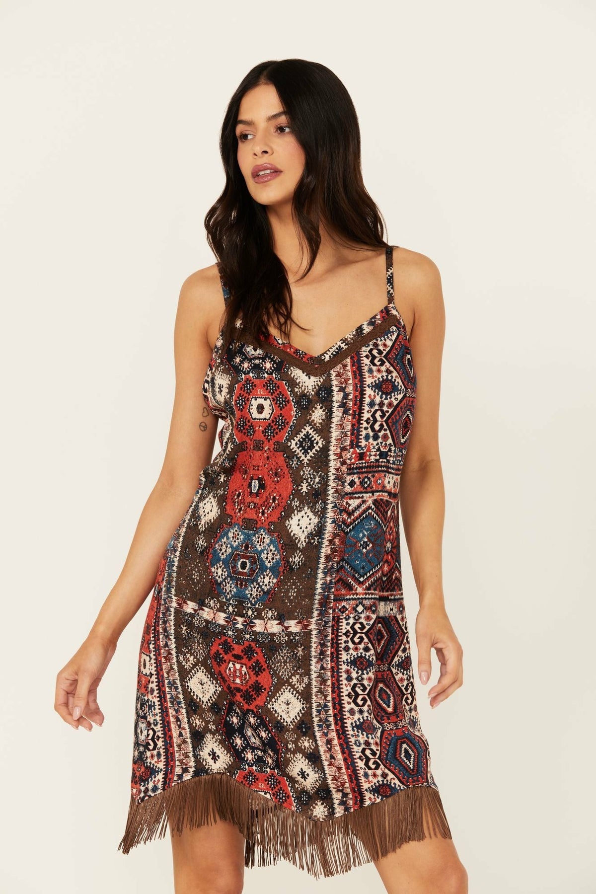Idyllwind Yearling Printed Fringe Slip Dress