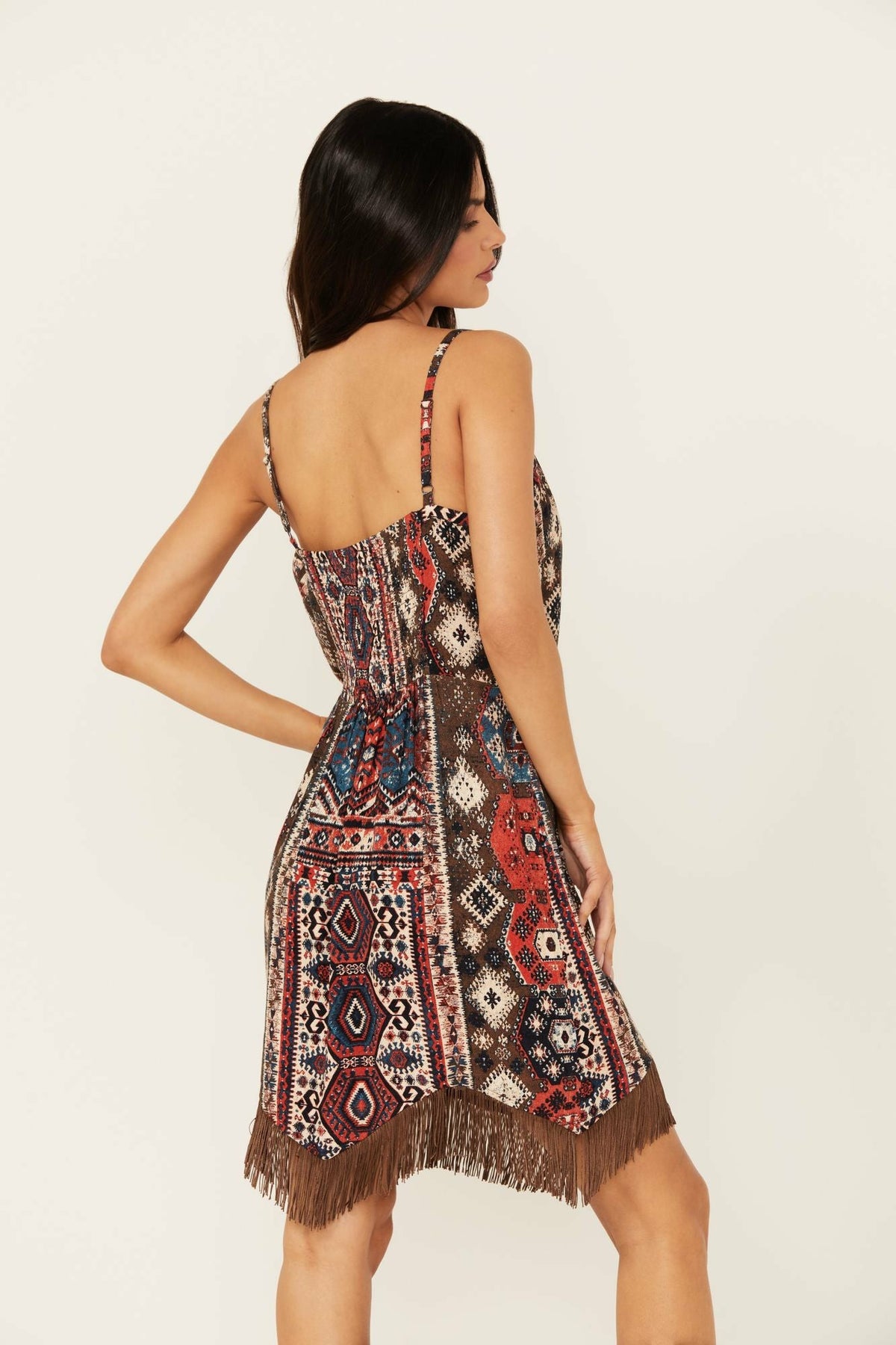 Idyllwind Yearling Printed Fringe Slip Dress