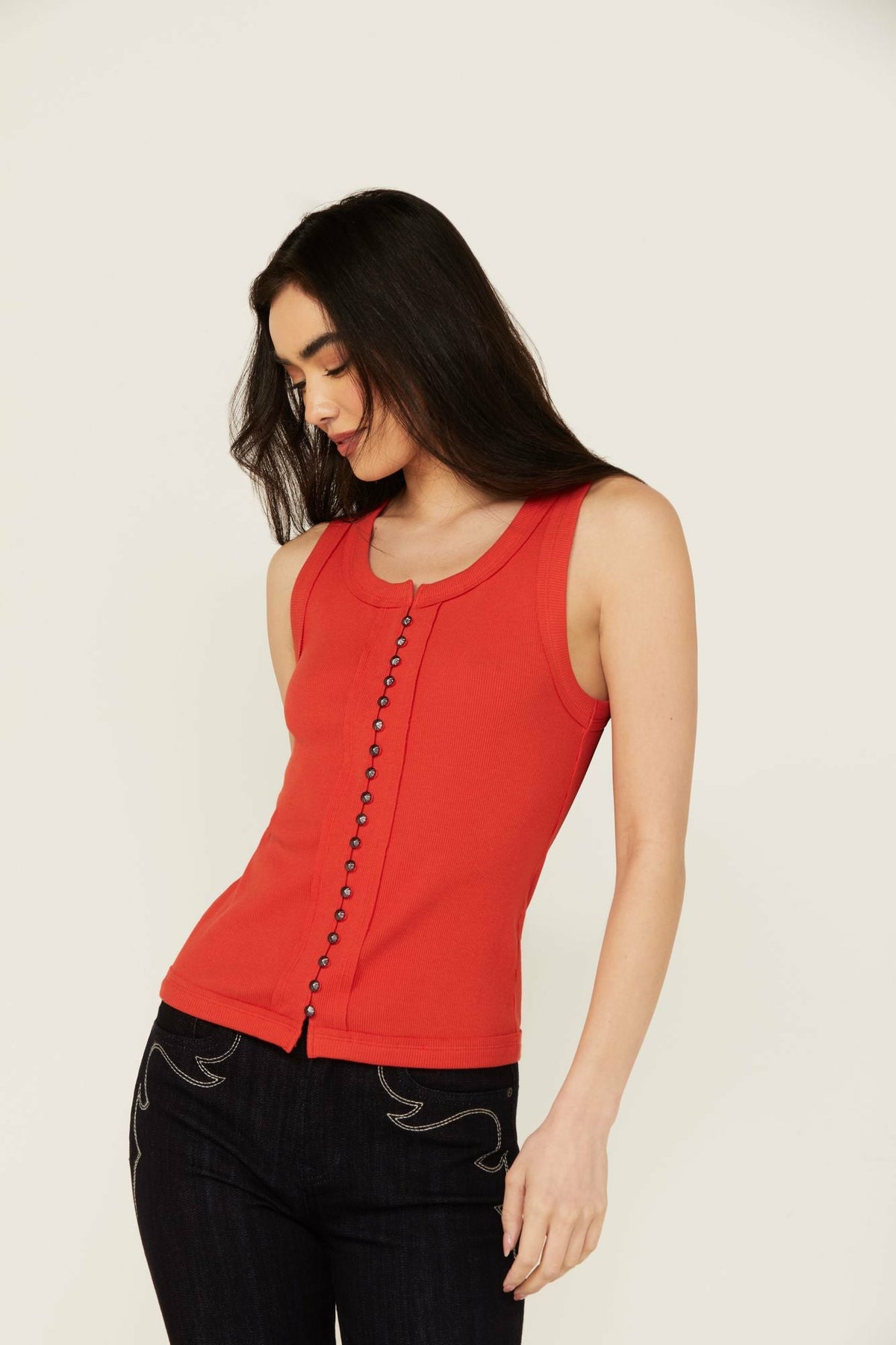 Idyllwind Edna Button Front Ribbed Tank