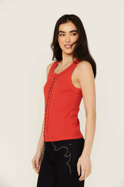 Idyllwind Edna Button Front Ribbed Tank