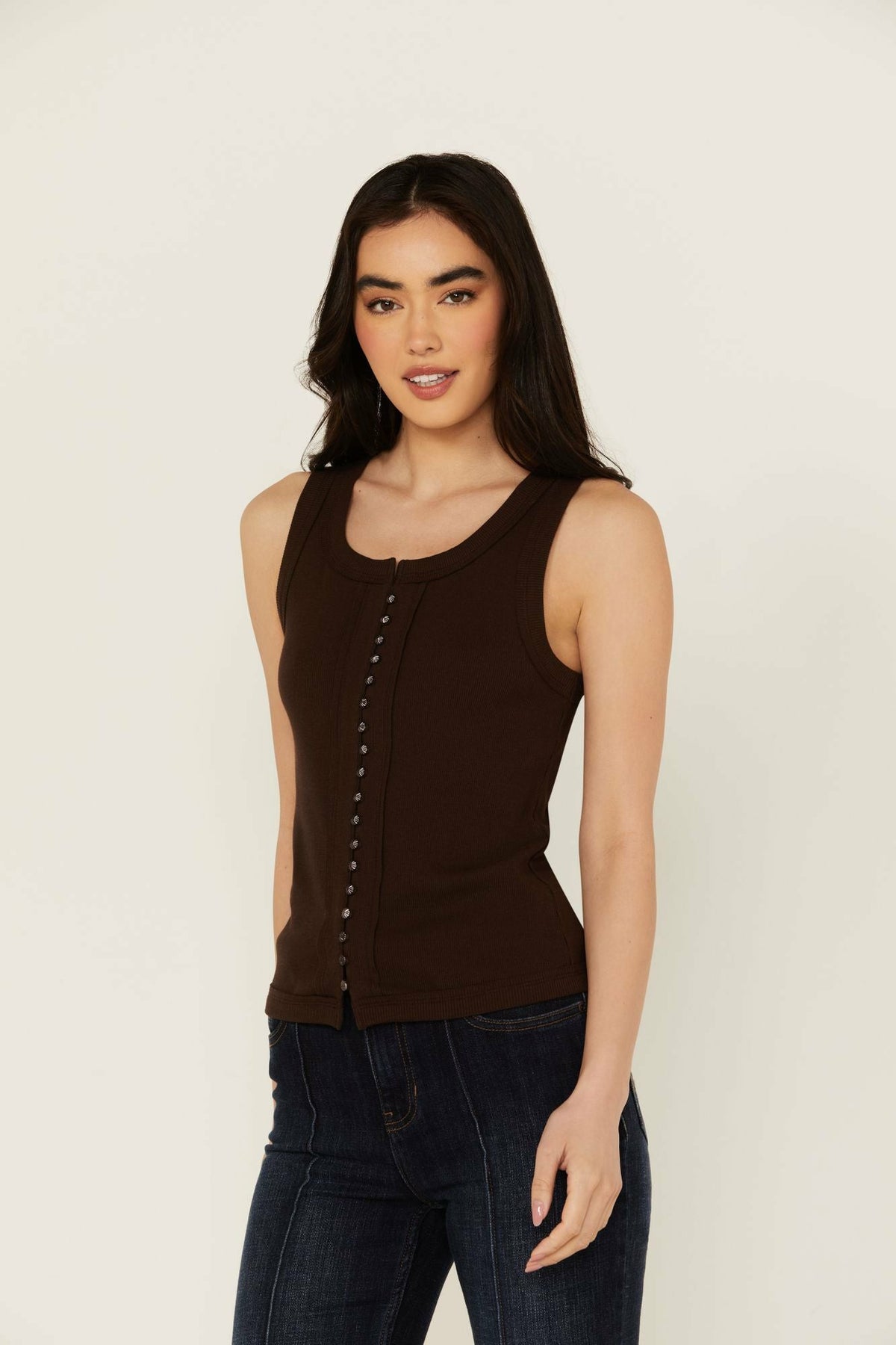 Idyllwind Edna Button Front Ribbed Tank
