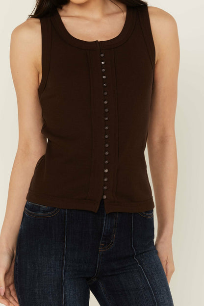 Idyllwind Edna Button Front Ribbed Tank