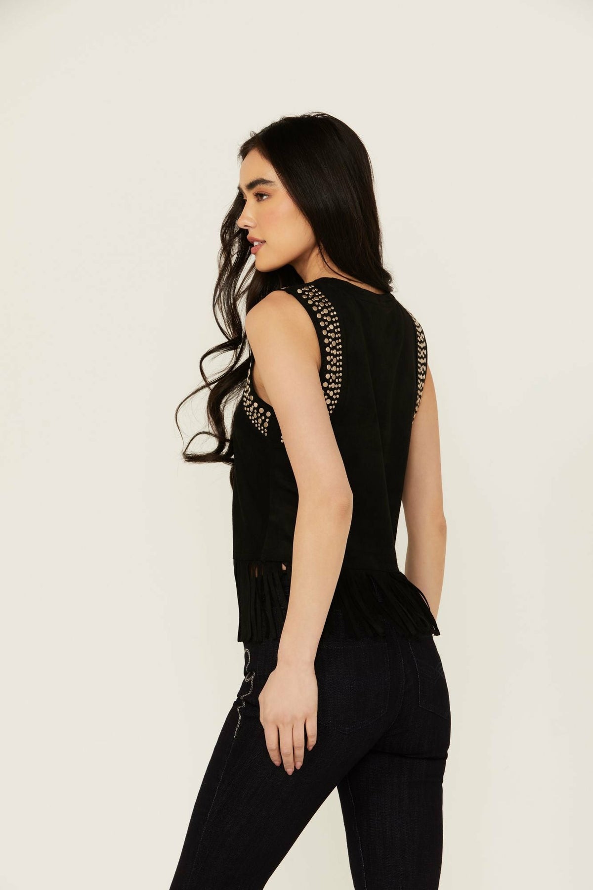 Idyllwind Lillian Studded Fringe Faux Suede Tank Top