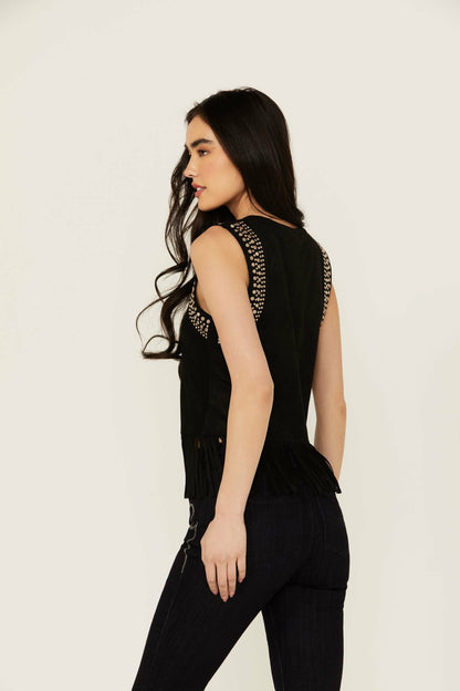 Idyllwind Lillian Studded Fringe Faux Suede Tank Top