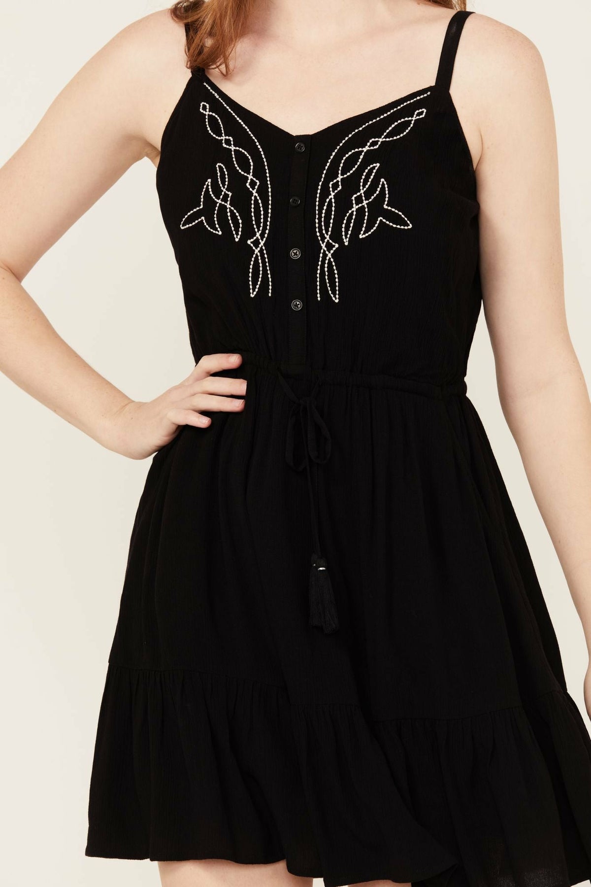 Idyllwind Wilsonia Tie Front Western Embroidered Dress