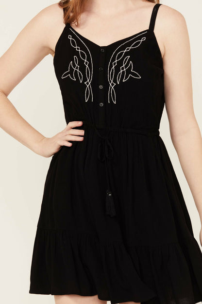 Idyllwind Wilsonia Tie Front Western Embroidered Dress
