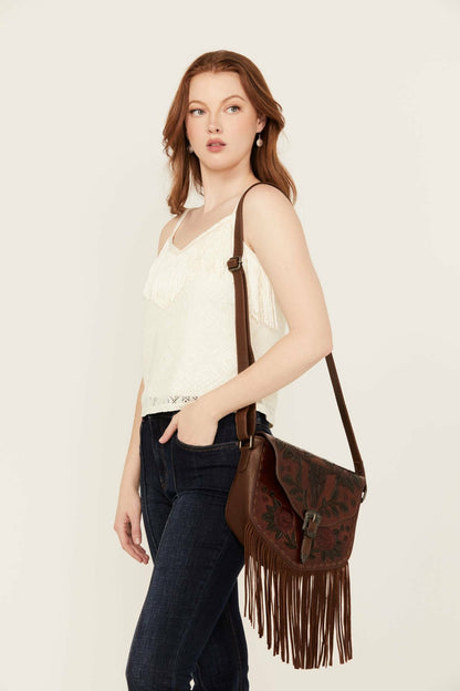 Idyllwind Lenora Longhorn Tooled Leather Crossbody Bag
