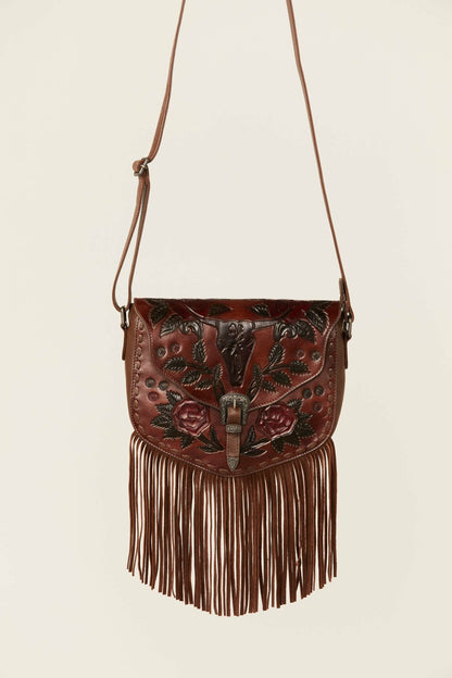 Idyllwind Lenora Longhorn Tooled Leather Crossbody Bag