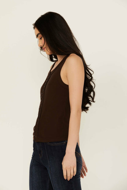 Idyllwind Edna Button Front Ribbed Tank