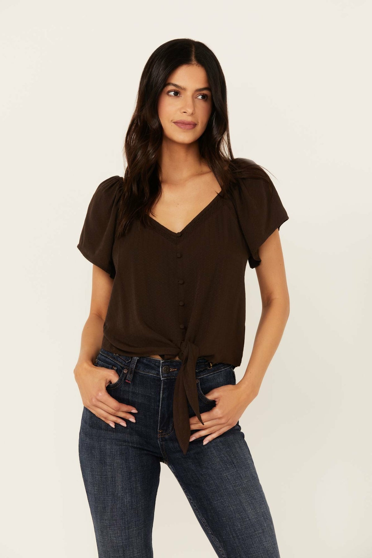 Idyllwind Tern Flutter Sleeve Tie Front Top