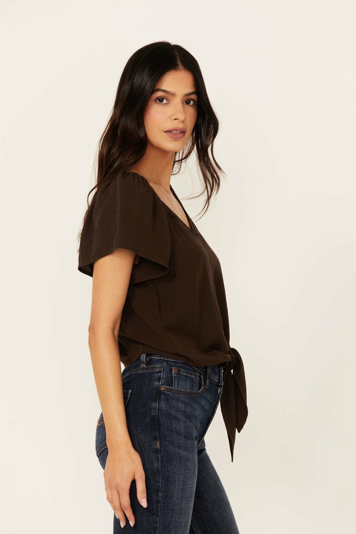 Idyllwind Tern Flutter Sleeve Tie Front Top