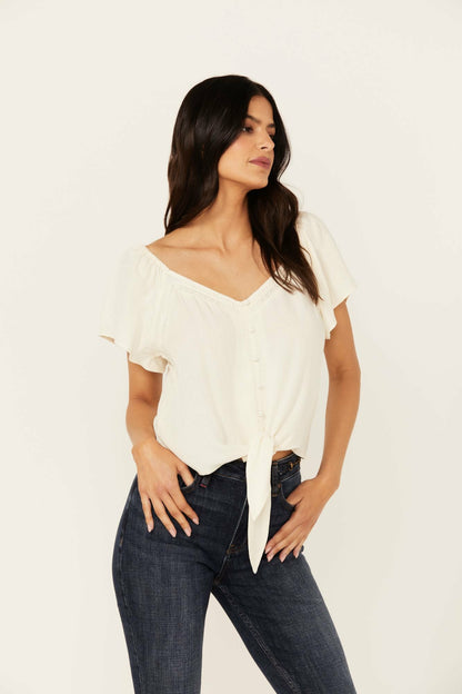 Idyllwind Tern Flutter Sleeve Tie Front Top