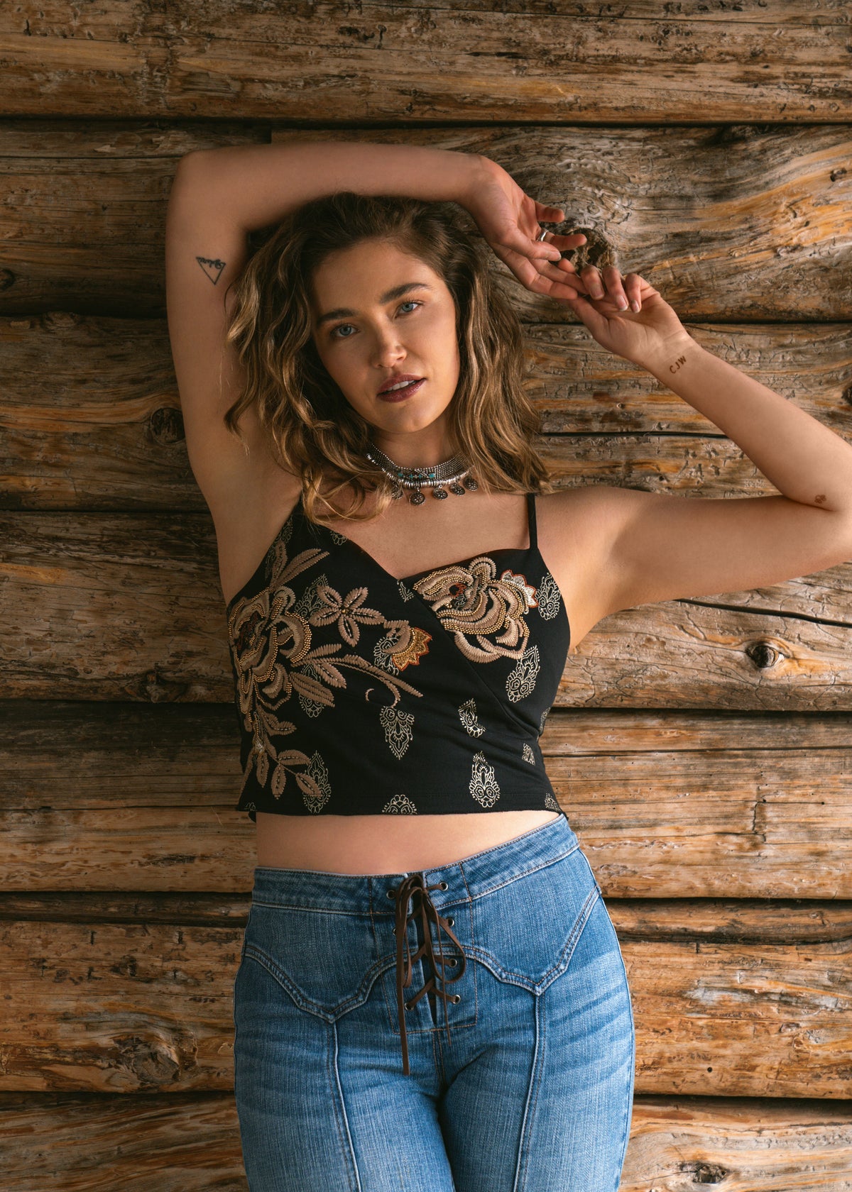 Idyllwind Jessamine Embroidered Beaded Crop Top
