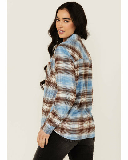 Idyllwind Lane Plaid Print Long Sleeve Snap Flannel Shirt