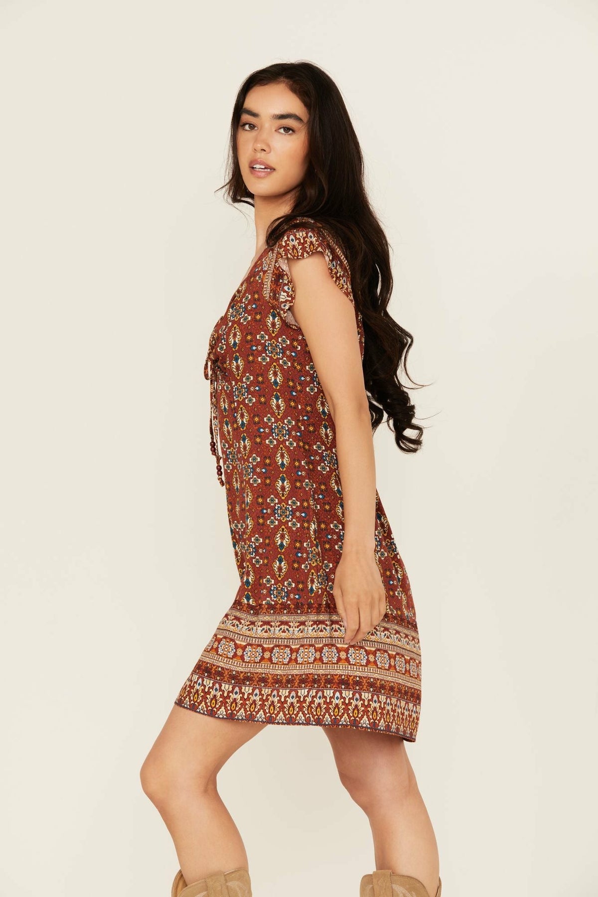 Idyllwind Saxony Tapestry Print Short Sleeve Mini Dress