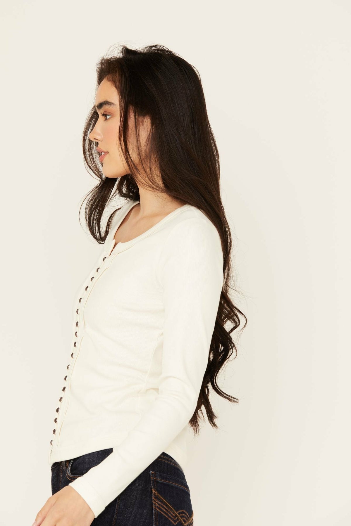 Idyllwind Rib Knit Long Sleeve Button-Down Shirt