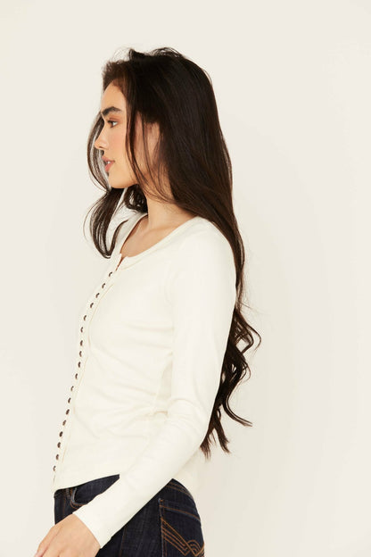 Idyllwind Rib Knit Long Sleeve Button-Down Shirt