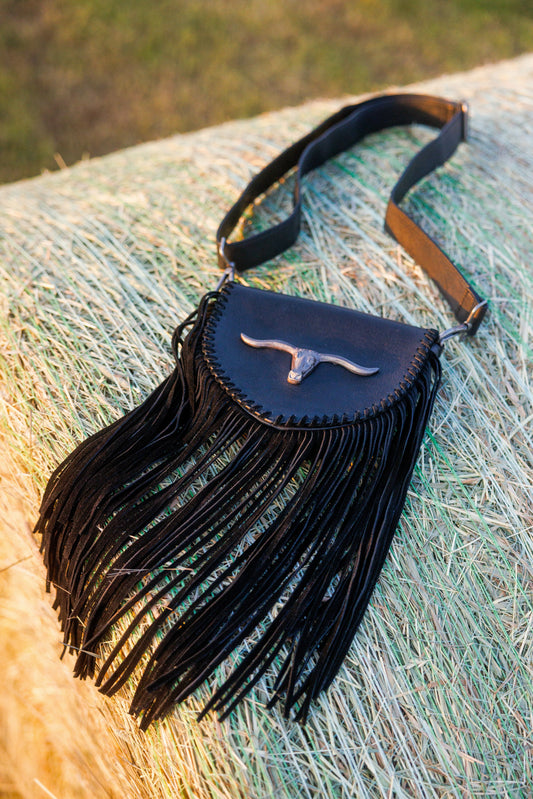 Idyllwind Esperanza Longhorn Leather Fringe Crossbody Bag