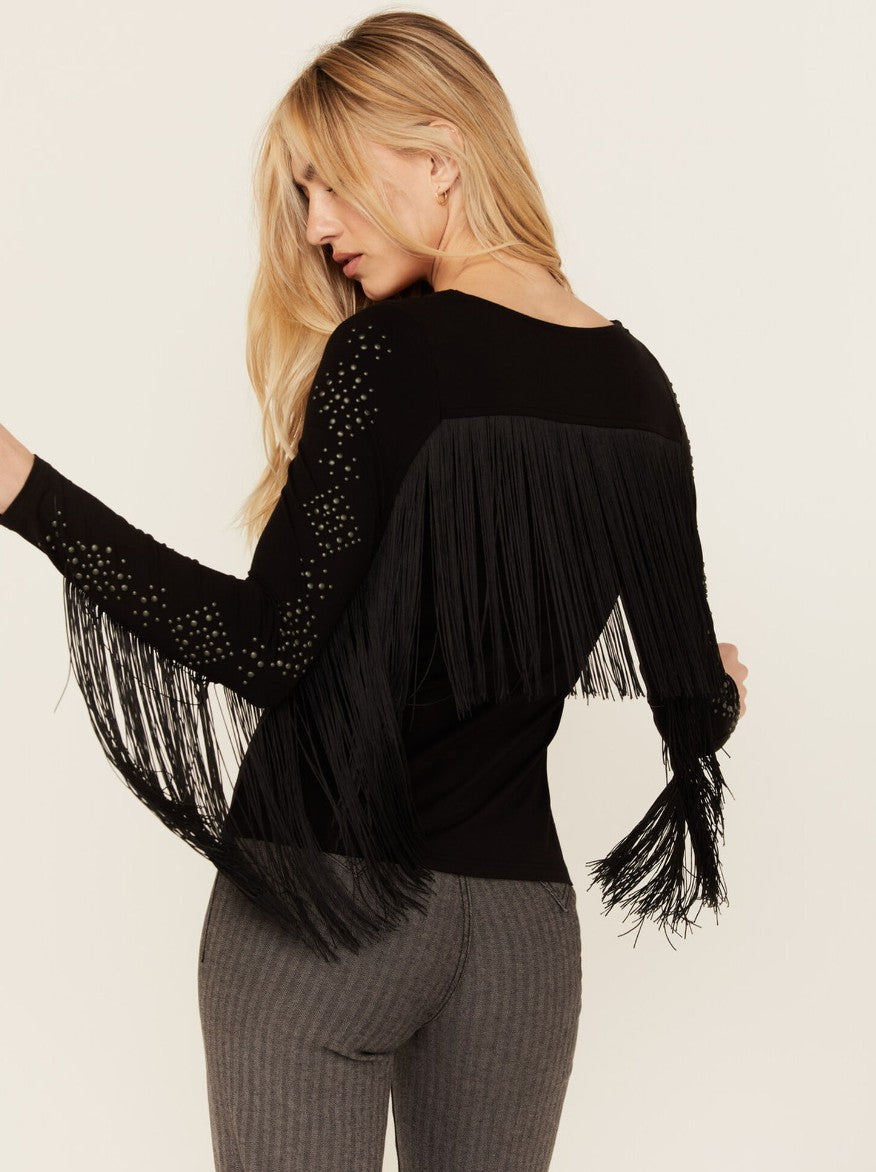 Idyllwind Doris Studded Fringe Long Sleeve Top