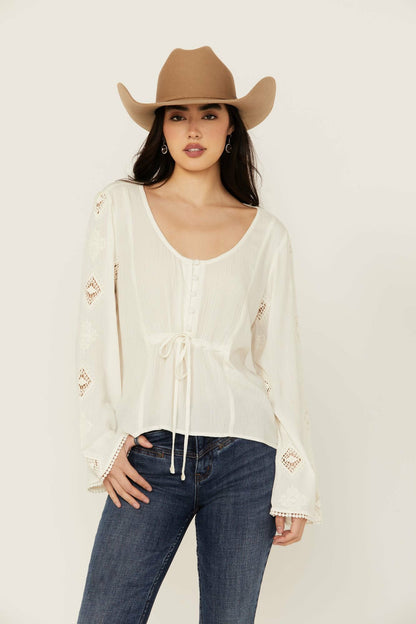 Idyllwind Sharondale Button-Down Embroidered Bell Sleeve Top