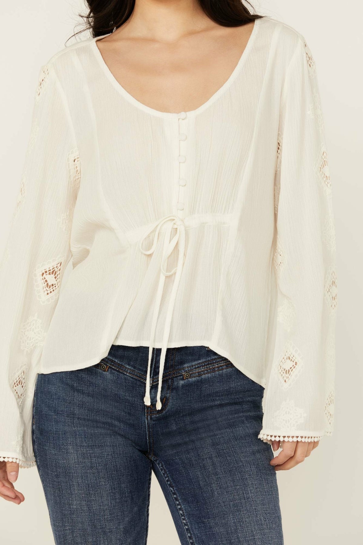 Idyllwind Sharondale Button-Down Embroidered Bell Sleeve Top