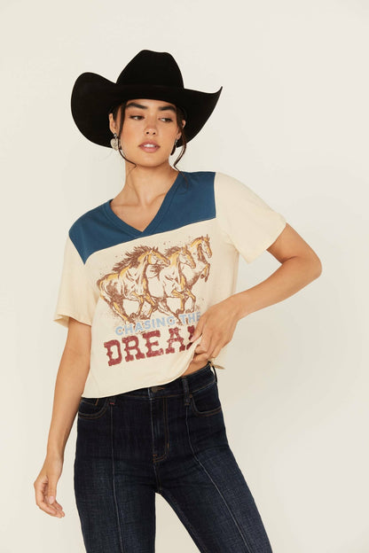 Idyllwind Chasing The Dream Cropped Football Short Sleeve Tee