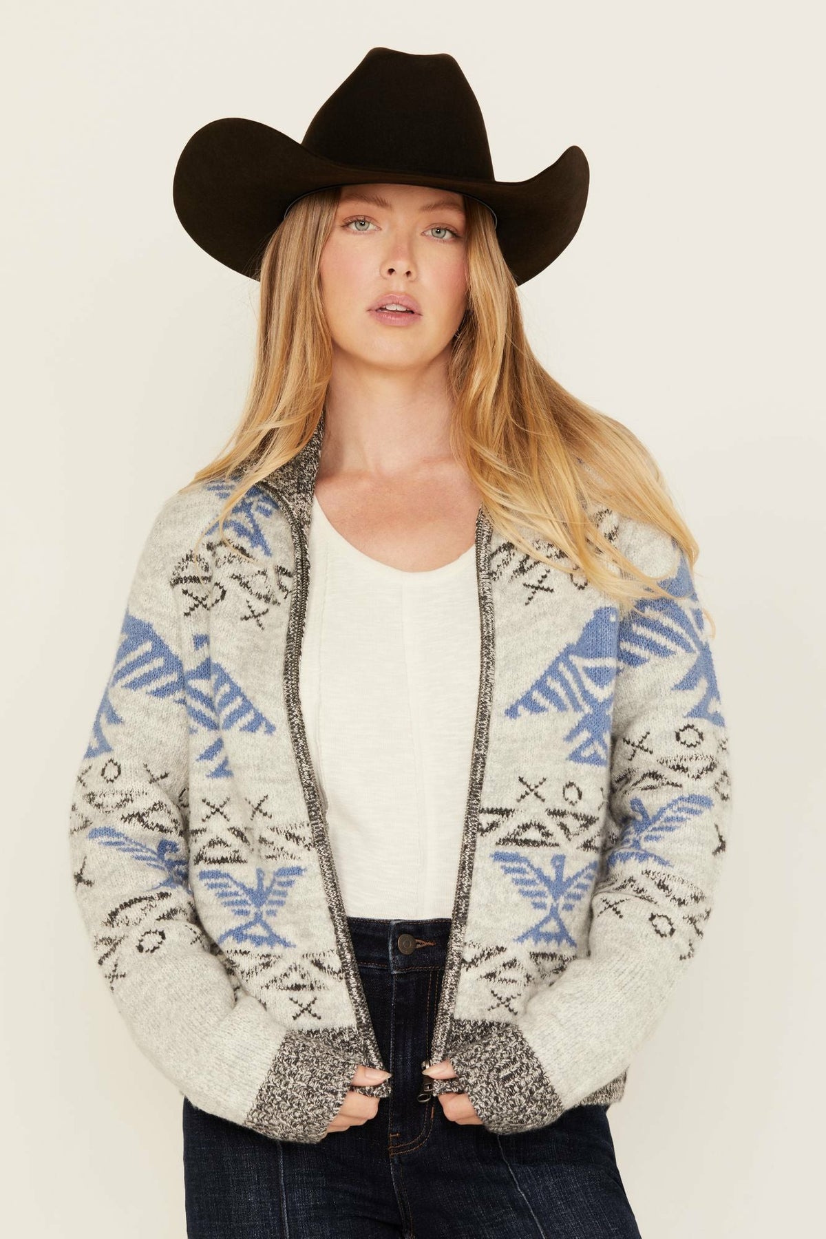 Idyllwind Lyle Thunderbird Zip Front Knit Sweater