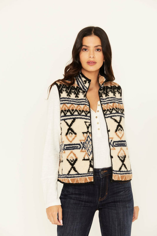 Idyllwind Kipling Southwestern Print Sherpa Vest
