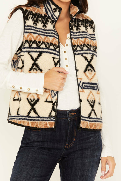 Idyllwind Kipling Southwestern Print Sherpa Vest