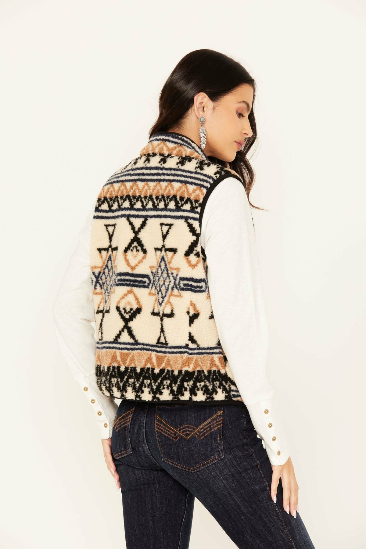 Idyllwind Kipling Southwestern Print Sherpa Vest