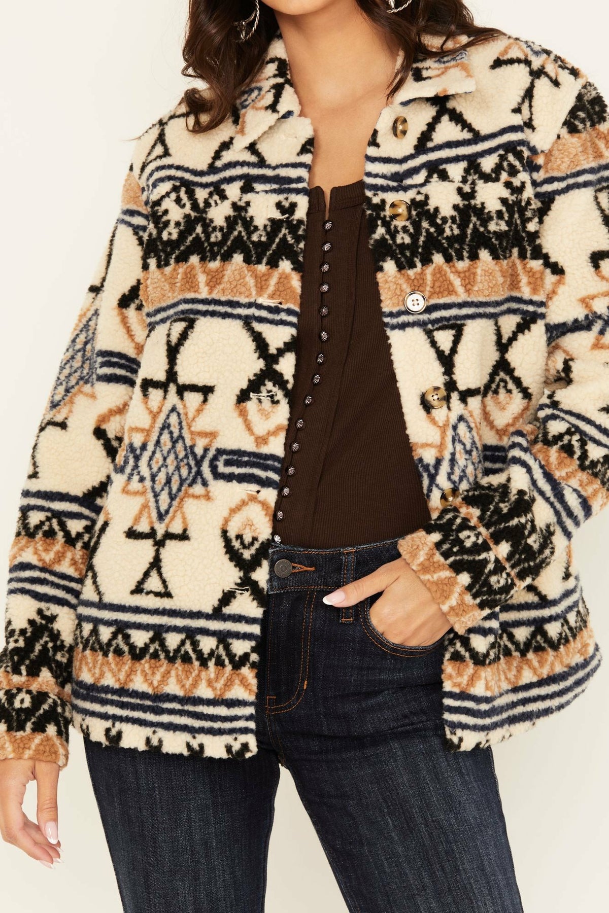 Idyllwind Dowlan Southwestern Print Sherpa Jacket