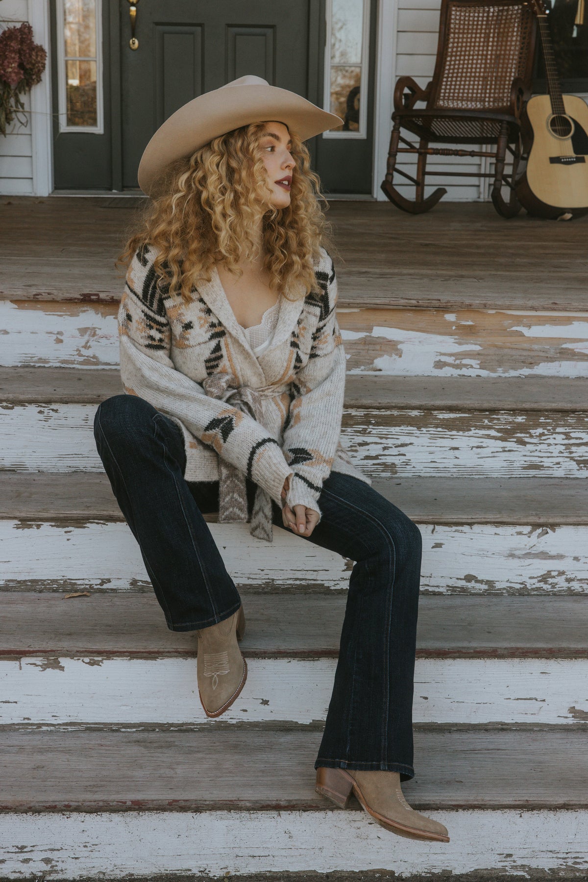 Idyllwind Nora Southwestern Print Belted Sweater